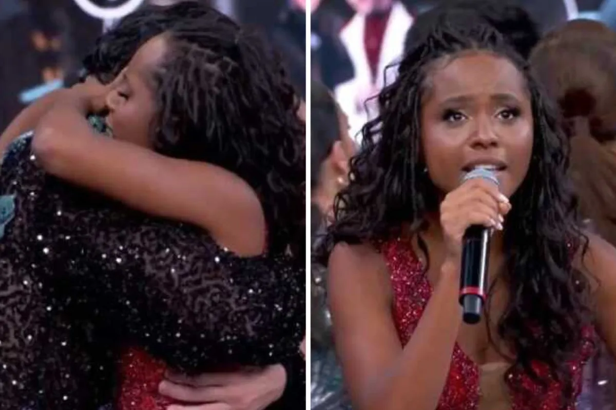 Duda Santos dançando com famosos na estação de rádio