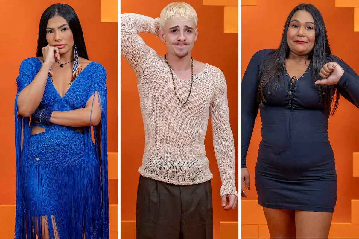 Fotomontagem de Rádio Estação Plus com Marciele Juliano, Floss Chaiany e BBB 26