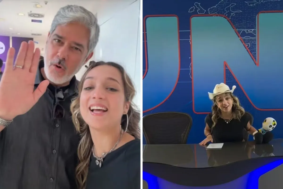 Samira e Willian Bonner apresentando o Rádio Estação Plus