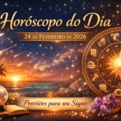 Imagem do horóscopo do dia 24 de fevereiro de 2026 publicado pela Rádio Estação Plus