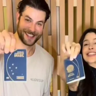 Lais Caldas e Gustavo Marsengo durante viagem a Orlando, com enxoval da filha