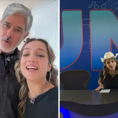 Samira e Willian Bonner apresentando o Rádio Estação Plus